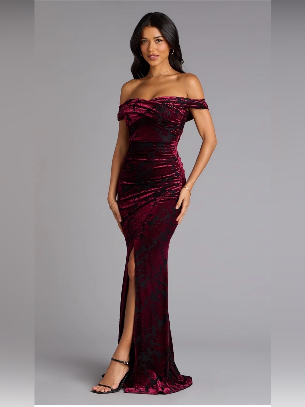 Sylvia Velvet Off-The-Shoulder Formal Dress